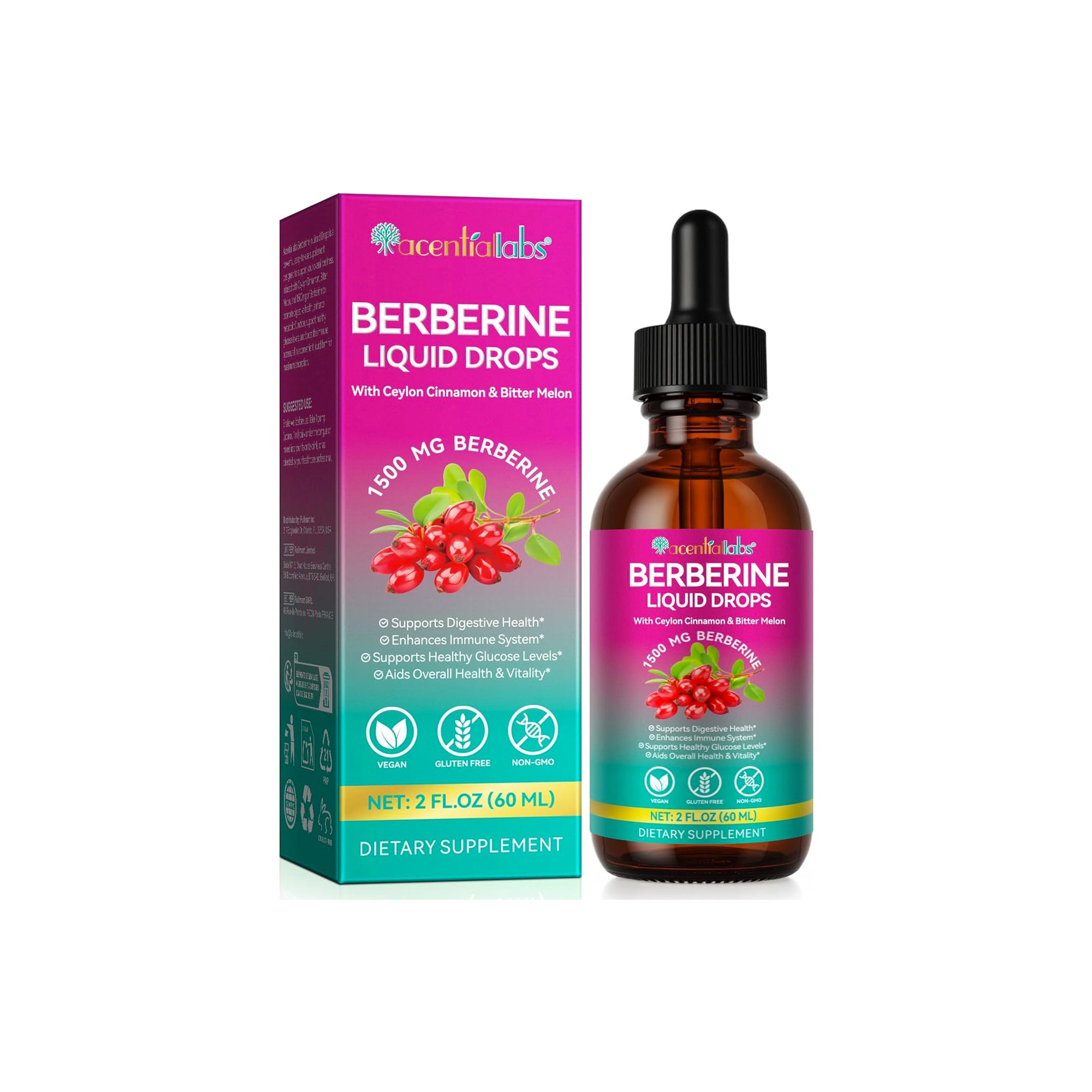 ACENTIALLABS BERBERINE LIQUID DROPS - GLUTEN FREE – allganic