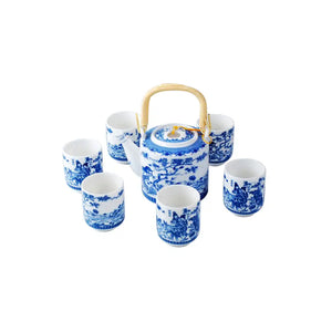 TEA SET BLUE & WHITE DESIGN CERAMIC