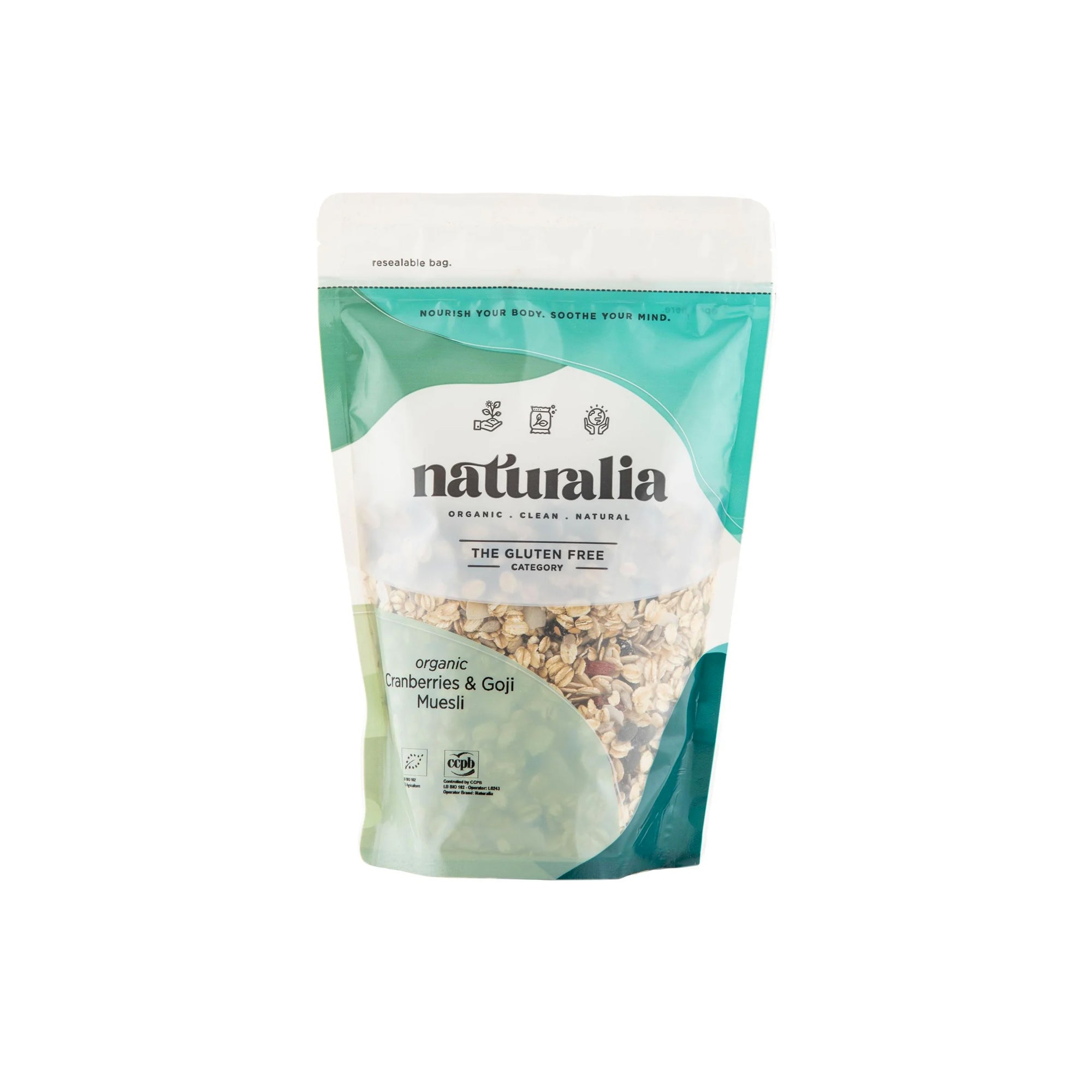 NATURALIA ORGANIC CRANBERRIES & GOJI MUESLI - GLUTEN FREE