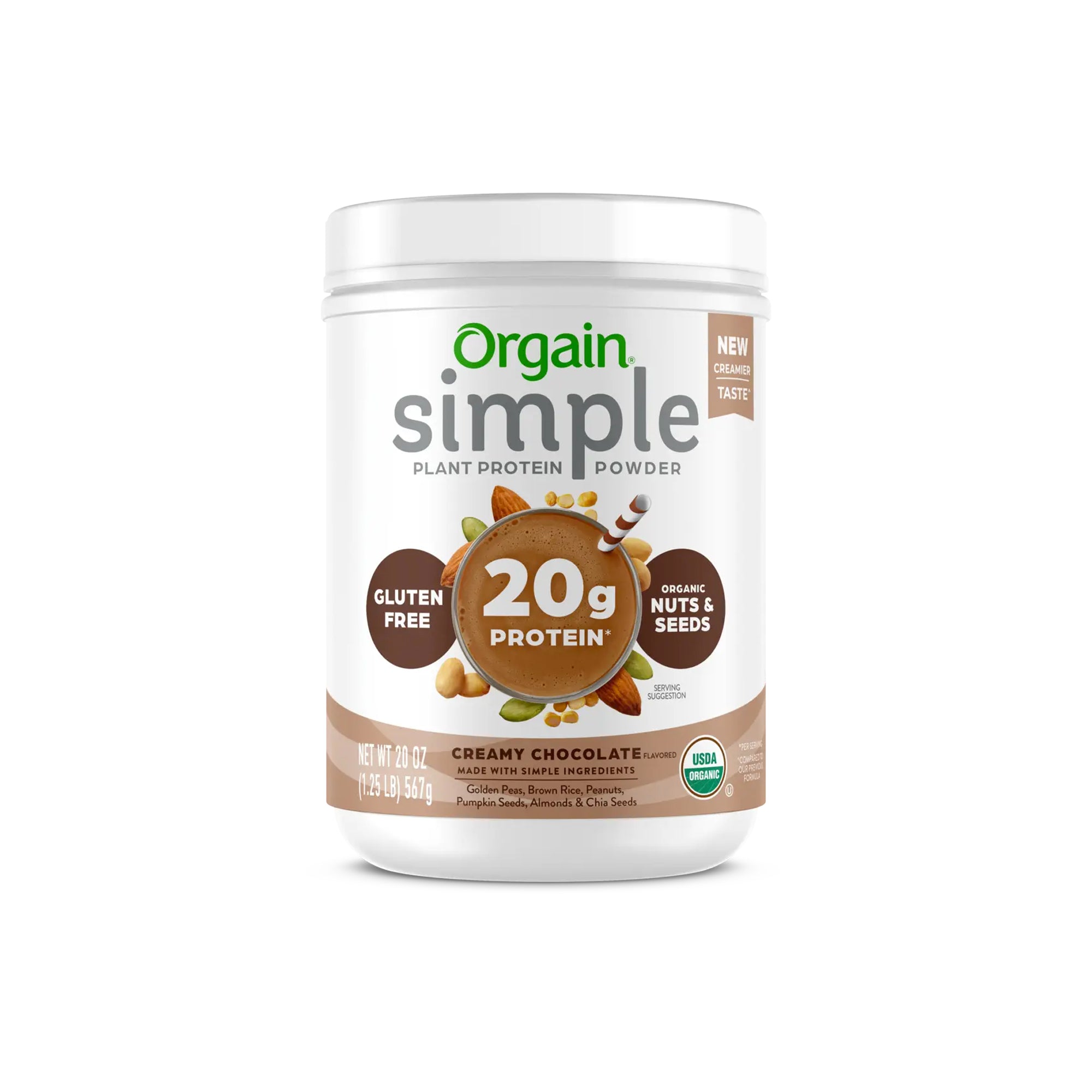 ORGAIN SIMPLE ORGANIC PLANTBASED PROTEIN POWDER - CREAMY CHOCOLATE