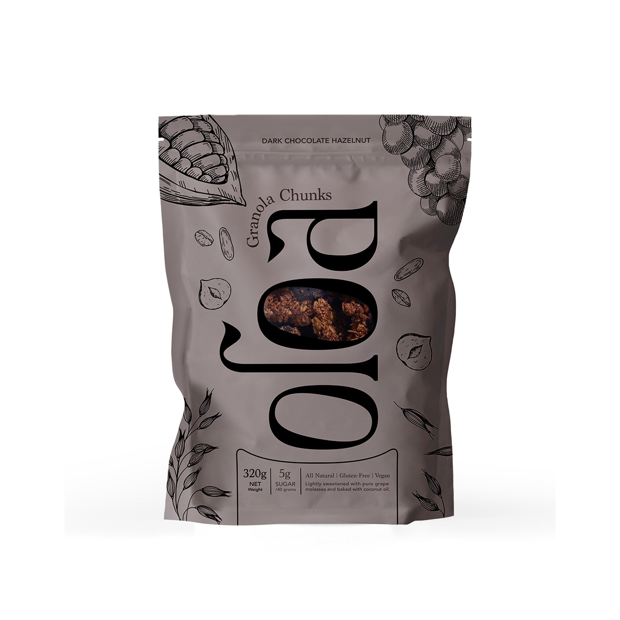 OLOA GRANOLA DARK CHOCOLATE HAZELNUT CHUNKS - 320G