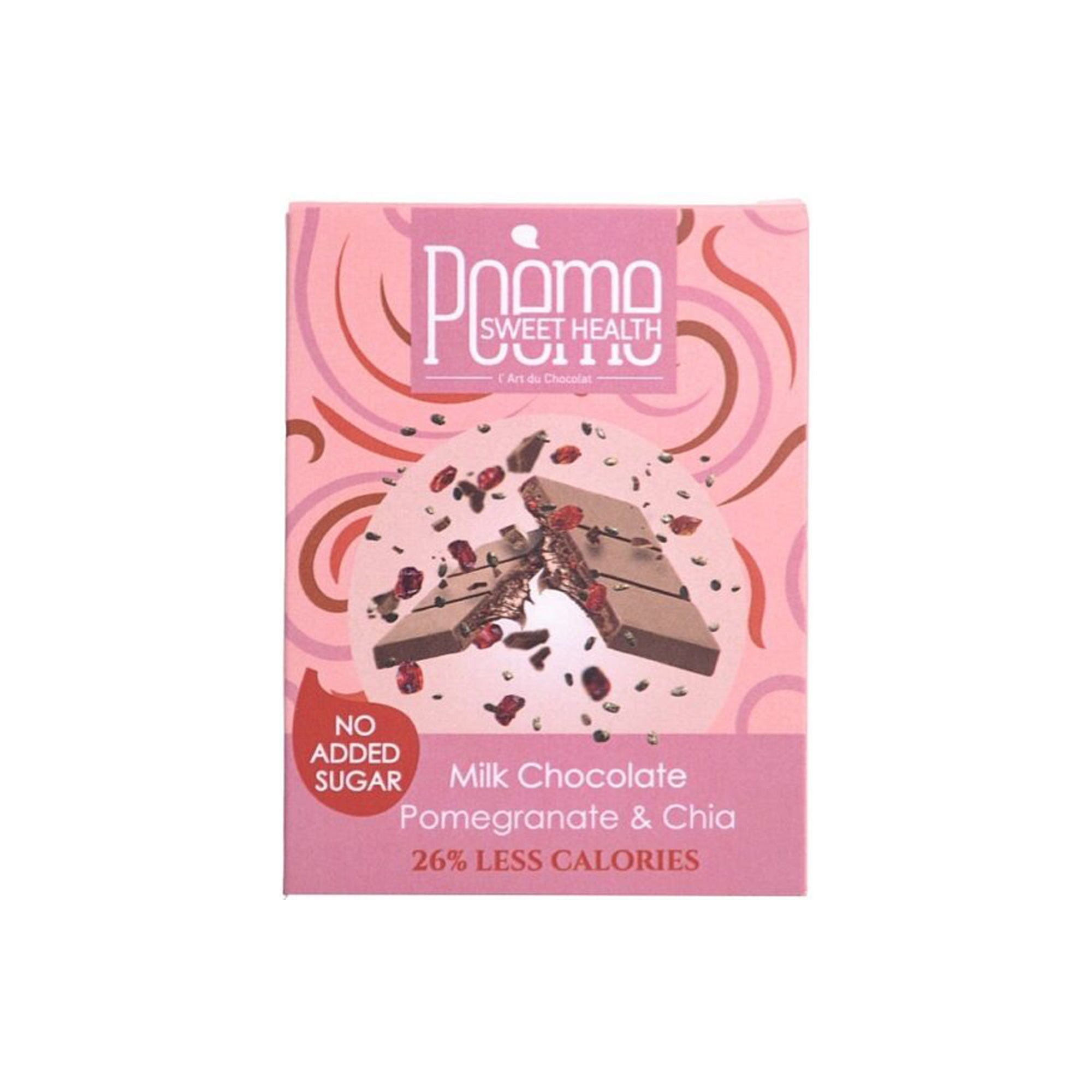 POÈME MILK CHOCOLATE CHIA POMEGRANATE BAR - LESS CALORIES