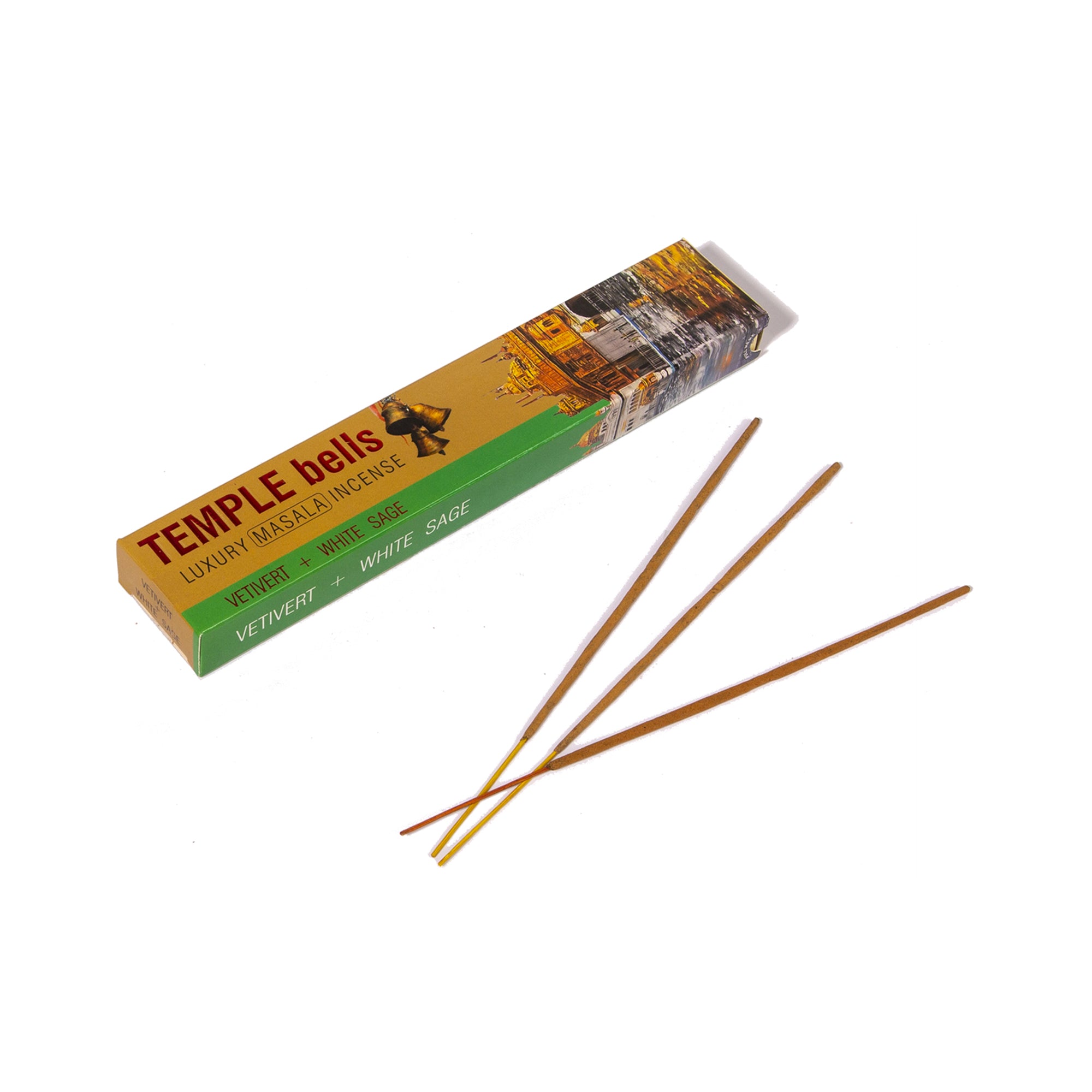 AROMA TAMPLE BELLS INCENSE STICKS - VETIVERT & WHITE SAGE